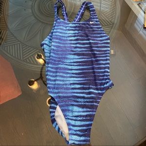 Blue Patterned Nike One Piece Swimsuit